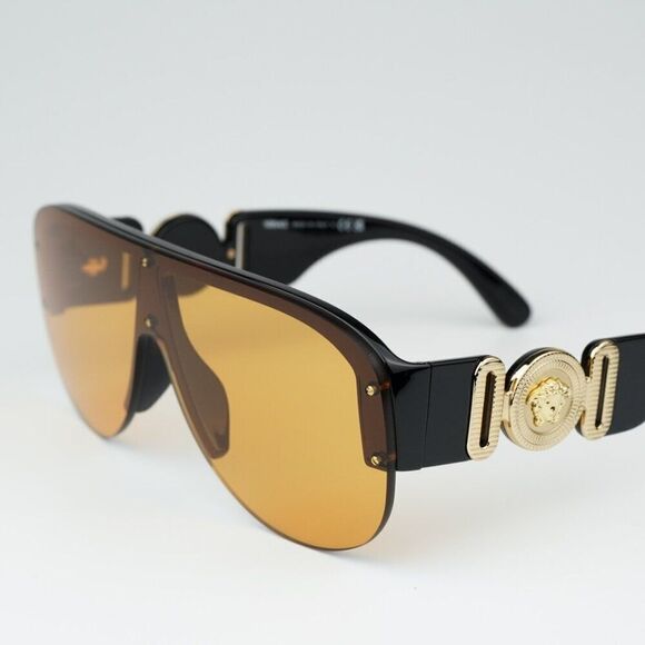 NEW Versace VE4391 GB1/7 Black Orange Shield Unisex Sunglasses main image 5